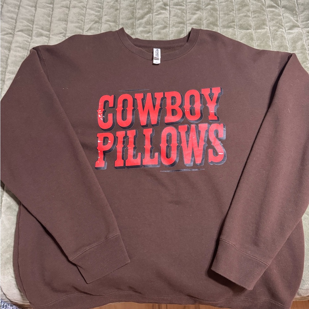 Cowboy Pillows Brown Graphic Sweatshirt - Unbranded